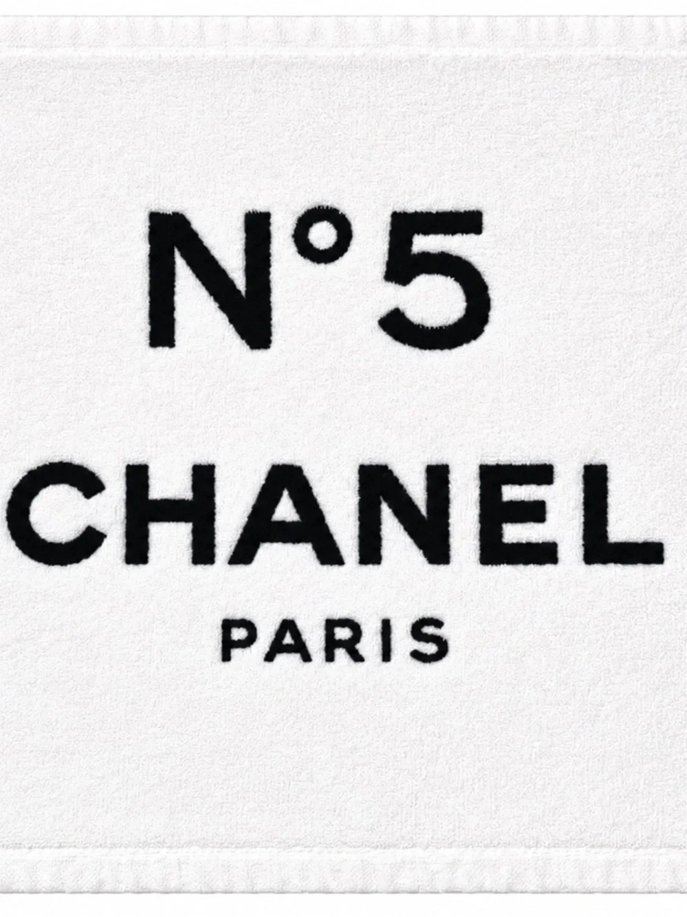 NEW CHANEL No 5 Factory 5 White Cotton Logo Towel + Black Logo Drawstring Pouch